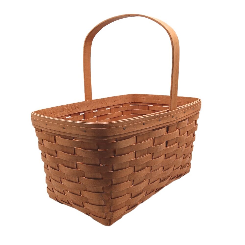 Longaberger Maple Basket Large Rectangle Handwoven Dresden Vtg 90s Picnic Easter - Picture 3 of 6